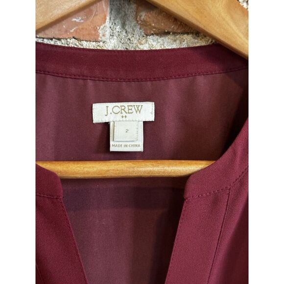 J. Crew Women's  3/4 Bell Sleeve Babydoll Lined‎ Dress Burgundy Size 2 Holidays - Picture 3 of 6